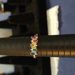 NWOT Gorgeous Multicolor Sapphire Gemstone 925 Silver Ring